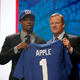 Eli Apple of Ohio State holds up a jersey with NFL Commissioner Roger Goodell after being picked No. 10 overall by the New York Giants during the first round of the 2016 NFL Draft at the Auditorium Theatre of Roosevelt University in Chicago on April 28, 2016.
Jon Durr/Getty Images